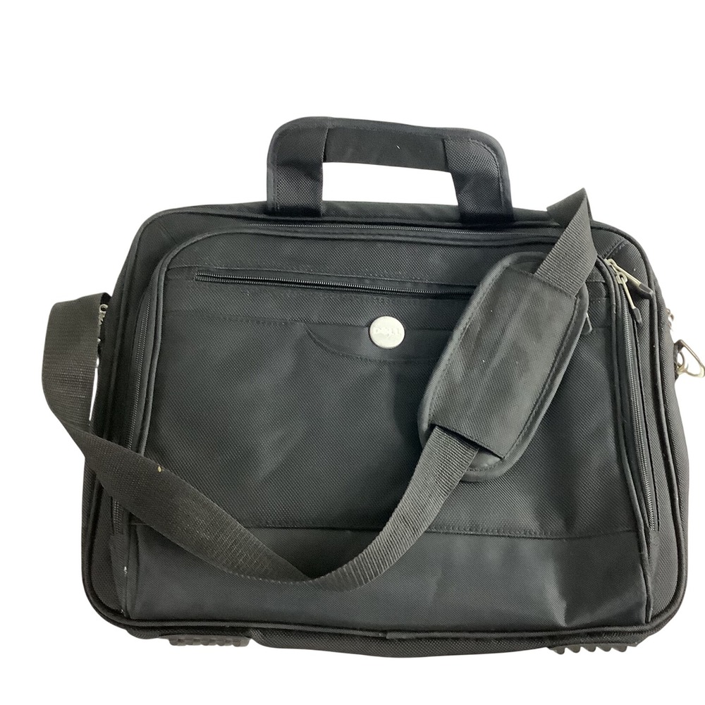Dell Black Laptop Messenger Bag Shoulder Briefcase Ballistic Nylon Multi-Pocket